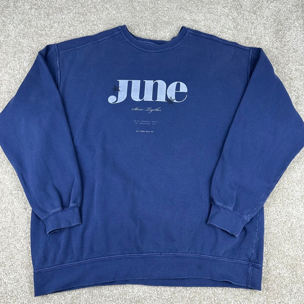 Comfort Colors June Shine Together Sweatshirt XL Blue Oversized Crew Lino Stamp